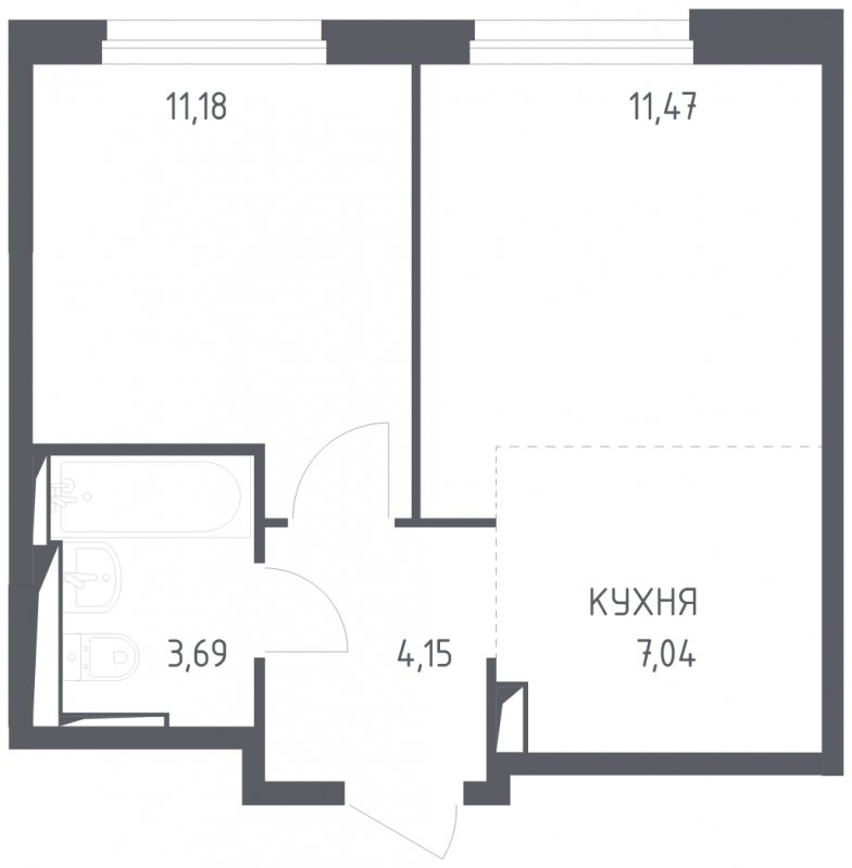 2-комнатная квартира (евро) с полной отделкой, 37.53 м2, 10 этаж, сдача 2 квартал 2024 г., ЖК Остафьево, корпус 12.3 - объявление 1805728 - фото №1