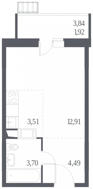 Студия с полной отделкой, 26.3 м2, 8 этаж, дом сдан, ЖК Алхимово, корпус 2 - объявление 1829959 - фото №1