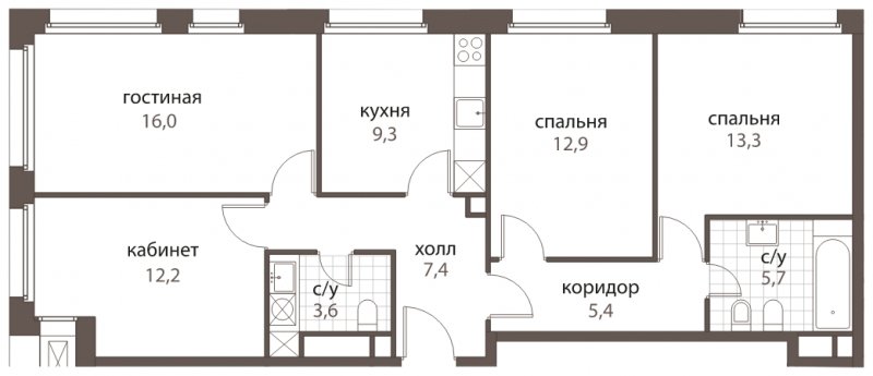 4-комнатная квартира без отделки, 85.8 м2, 2 этаж, дом сдан, ЖК HomeCity, корпус 1 - объявление 1762617 - фото №1