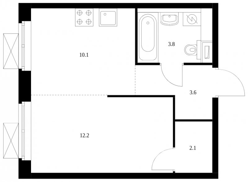 1-комнатная квартира с полной отделкой, 31.8 м2, 9 этаж, сдача 3 квартал 2023 г., ЖК Кольская 8, корпус 1 - объявление 1702996 - фото №1