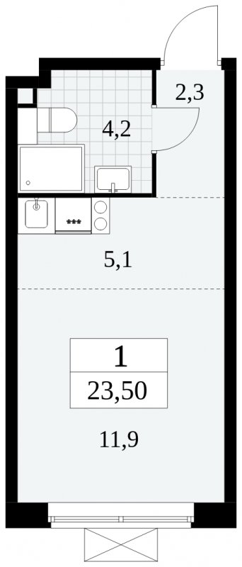 Студия с частичной отделкой, 23.5 м2, 2 этаж, сдача 3 квартал 2024 г., ЖК Прокшино, корпус 8.2 - объявление 1683810 - фото №1