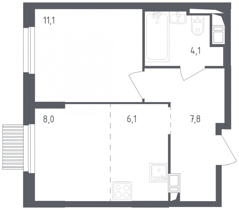 2-комнатная квартира с полной отделкой, 37.1 м2, 14 этаж, сдача 2 квартал 2024 г., ЖК Мытищи Парк, корпус 3 - объявление 1905632 - фото №1