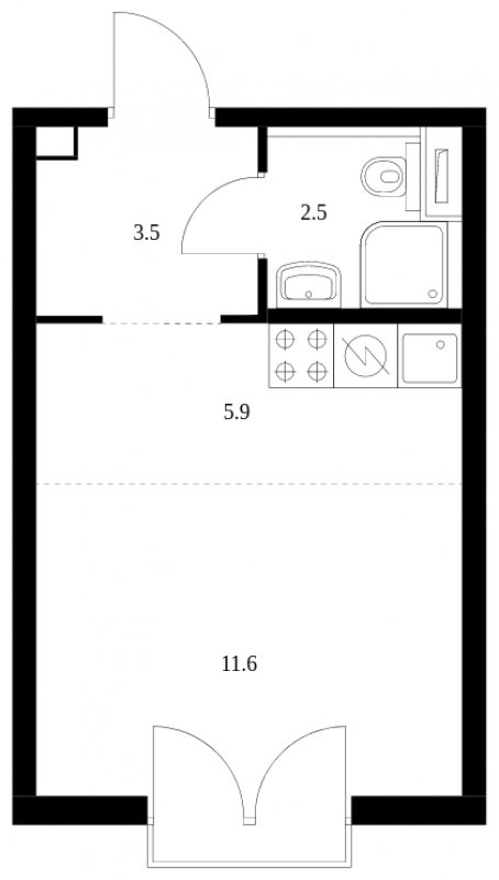 Студия с полной отделкой, 23.5 м2, 8 этаж, сдача 2 квартал 2024 г., ЖК Академика Павлова, корпус 56 - объявление 1687877 - фото №1