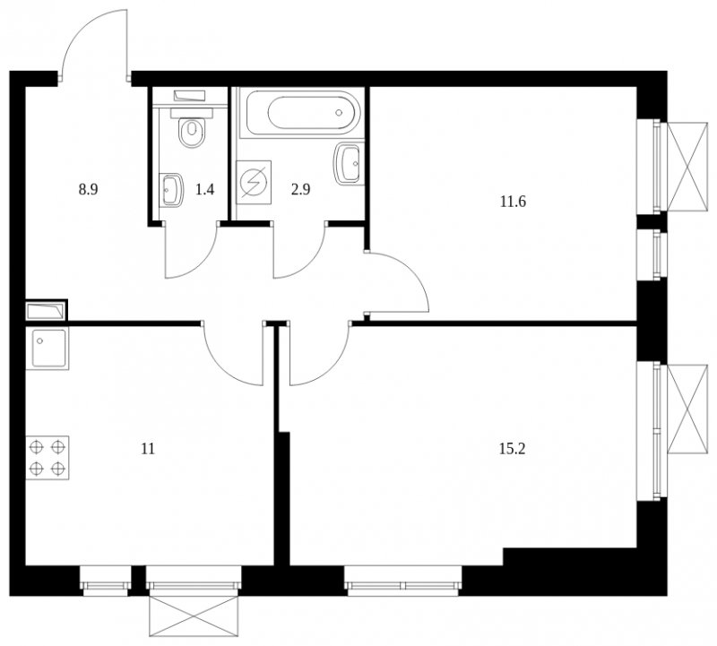 2-комнатная квартира с полной отделкой, 51 м2, 31 этаж, сдача 3 квартал 2023 г., ЖК Мичуринский парк, корпус 1.6 - объявление 1668661 - фото №1