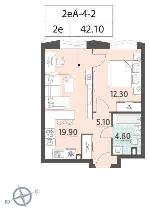 1-комнатная квартира 2 м2, 4 этаж, сдача 2 квартал 2022 г., ЖК ЗИЛАРТ, корпус ZILART TOWER - объявление 1691772 - фото №1