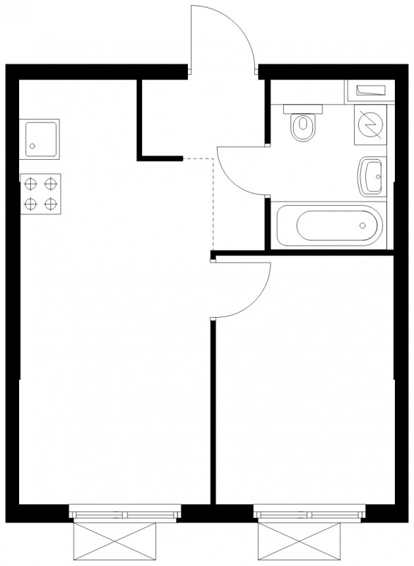 1-комнатная квартира с полной отделкой, 32.6 м2, 11 этаж, сдача 1 квартал 2025 г., ЖК Бунинские луга, корпус 3.8.1 - объявление 1848785 - фото №1