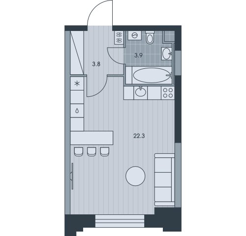 1-комнатная квартира без отделки, 30 м2, 7 этаж, сдача 3 квартал 2025 г., ЖК EVER, корпус 6 - объявление 2397953 - фото №1