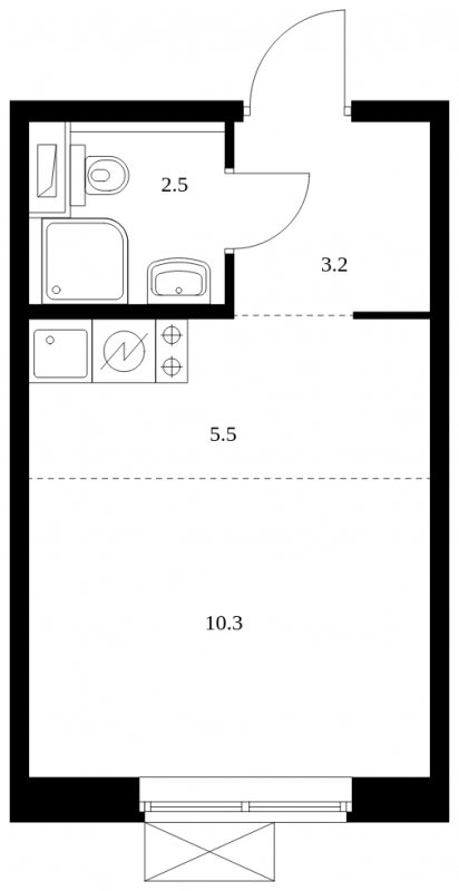Студия с полной отделкой, 21.5 м2, 6 этаж, сдача 2 квартал 2024 г., ЖК Бунинские луга, корпус 3.7.2 - объявление 1716416 - фото №1