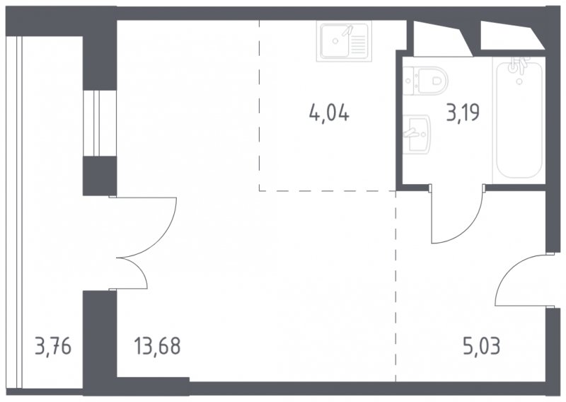 1-комнатные апартаменты с полной отделкой, 29.7 м2, 15 этаж, сдача 3 квартал 2024 г., ЖК Квартал Спутник, корпус 17 - объявление 1804938 - фото №1