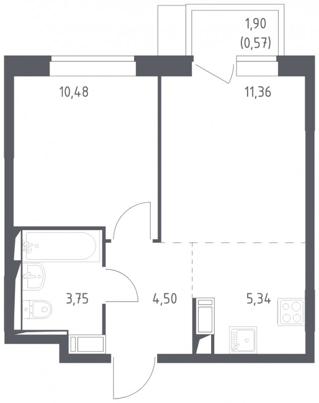 2-комнатная квартира с полной отделкой, 36 м2, 6 этаж, сдача 1 квартал 2023 г., ЖК Большое Путилково, корпус 12 - объявление 1825121 - фото №1
