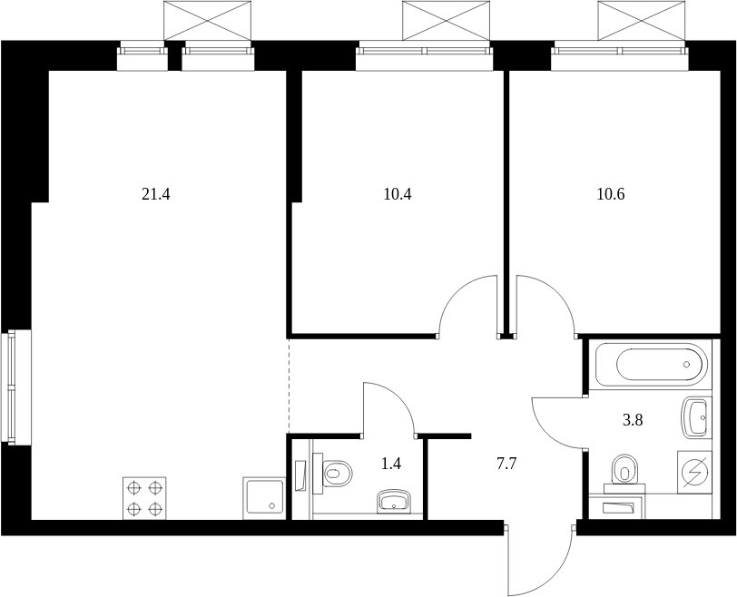 2-комнатная квартира с полной отделкой, 55.3 м2, 3 этаж, сдача 4 квартал 2023 г., ЖК Второй Нагатинский, корпус 4 - объявление 1982921 - фото №1