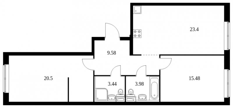 2-комнатная квартира с полной отделкой, 76.38 м2, 18 этаж, сдача 1 квартал 2024 г., ЖК Green Park, корпус 8 - объявление 1594595 - фото №1