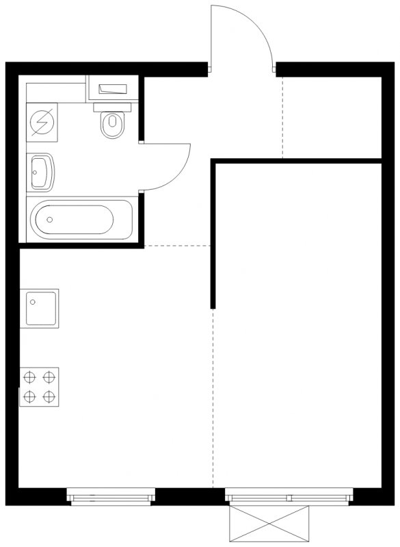 1-комнатная квартира с полной отделкой, 32.5 м2, 17 этаж, сдача 1 квартал 2025 г., ЖК Бунинские луга, корпус 3.8.1 - объявление 1888010 - фото №1