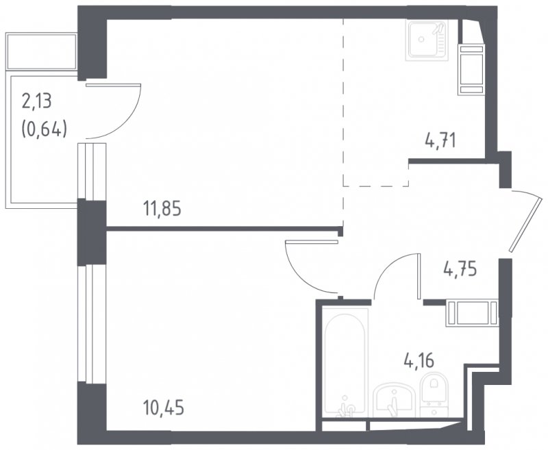 2-комнатная квартира (евро) с полной отделкой, 36.56 м2, 14 этаж, сдача 4 квартал 2023 г., ЖК Алхимово, корпус 7 - объявление 1821995 - фото №1