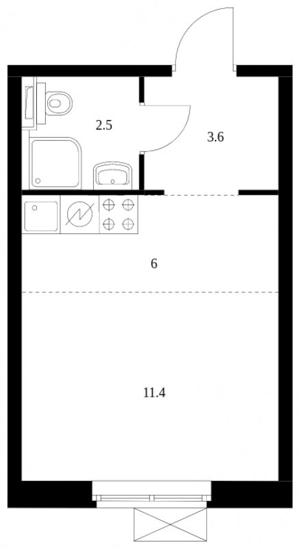 Студия с полной отделкой, 23.5 м2, 22 этаж, сдача 3 квартал 2023 г., ЖК Перовское 2, корпус 1.2 - объявление 1948052 - фото №1
