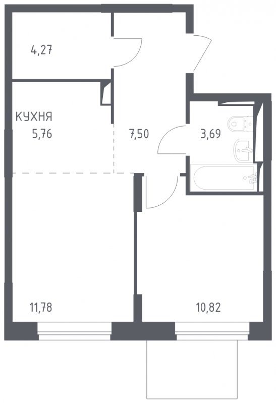 2-комнатная квартира с полной отделкой, 43.82 м2, 4 этаж, сдача 2 квартал 2024 г., ЖК Остафьево, корпус 12.3 - объявление 1805679 - фото №1