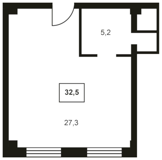 1-комнатная квартира без отделки, 32.5 м2, 4 этаж, дом сдан, ЖК Резиденции Замоскворечье, корпус 1 - объявление 1767415 - фото №1