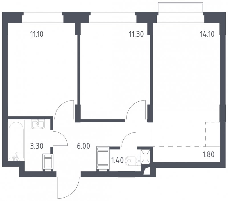 2-комнатная квартира с полной отделкой, 49 м2, 3 этаж, сдача 1 квартал 2023 г., ЖК Алхимово, корпус 3.2 - объявление 1880360 - фото №1
