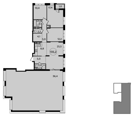 4-комнатная квартира (евро) с полной отделкой, 135.2 м2, 16 этаж, сдача 1 квартал 2024 г., ЖК Скандинавия, корпус 2.23.3 - объявление 1572469 - фото №1
