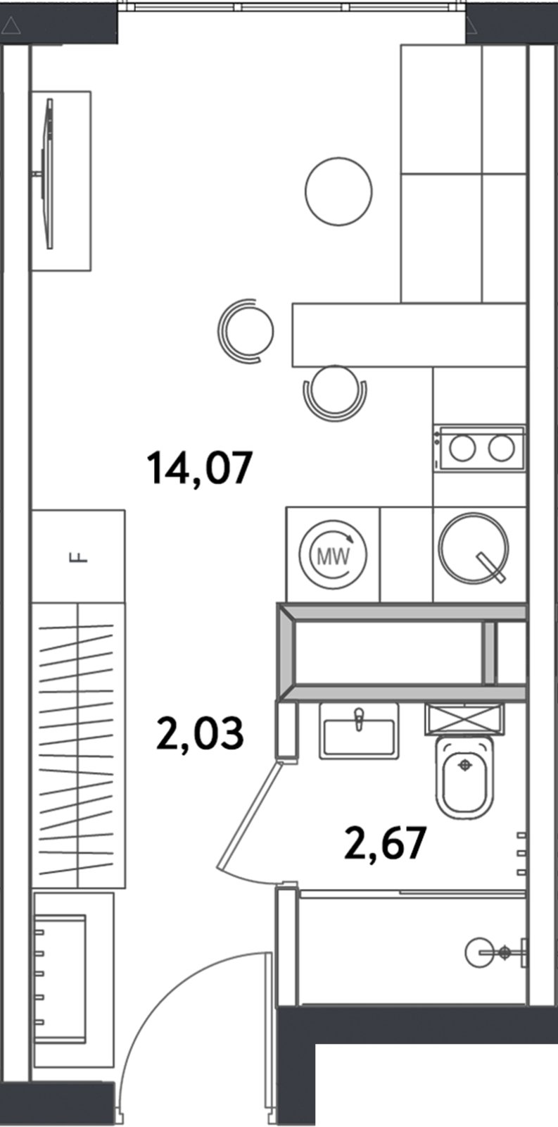 1-комнатные апартаменты с полной отделкой, 19.14 м2, 24 этаж, сдача 4 квартал 2024 г., ЖК Измайловский парк, корпус 1 - объявление 2408141 - фото №1