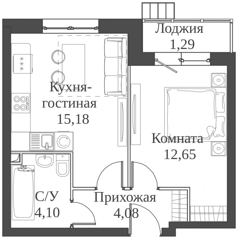 2-комнатная квартира (евро) с частичной отделкой, 37.3 м2, 2 этаж, сдача 2 квартал 2023 г., ЖК Аквилон Митино, корпус 4 - объявление 1745835 - фото №1
