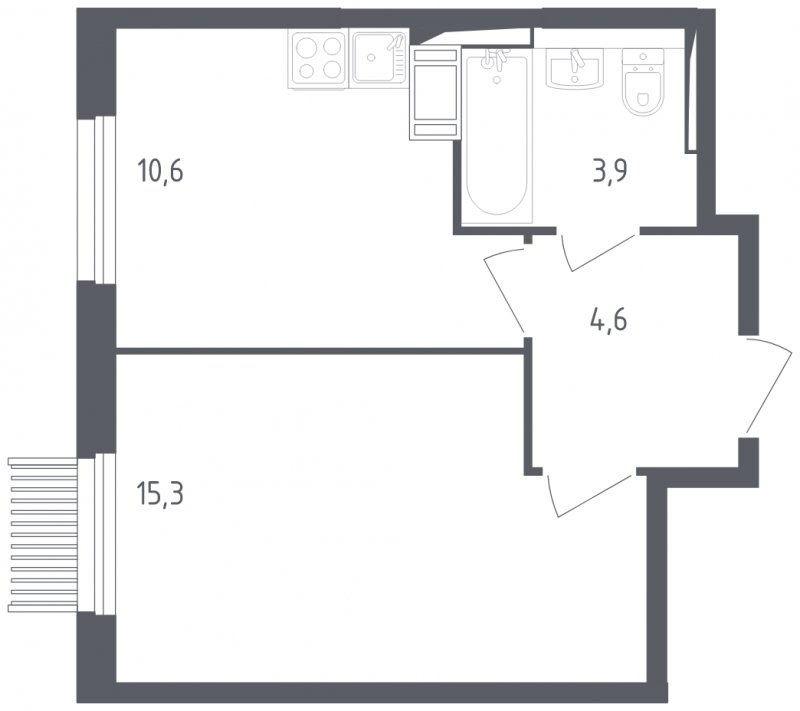1-комнатная квартира с полной отделкой, 34.4 м2, 9 этаж, сдача 2 квартал 2025 г., ЖК Мытищи Парк, корпус 4 - объявление 1848310 - фото №1