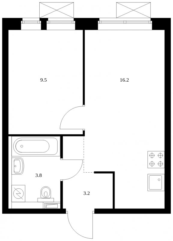 1-комнатная квартира с полной отделкой, 32.7 м2, 27 этаж, сдача 4 квартал 2023 г., ЖК Новохохловская 15, корпус 3 - объявление 1685813 - фото №1