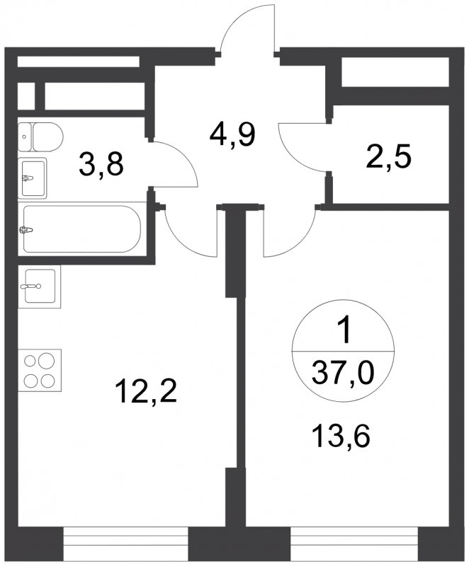 1-комнатная квартира с полной отделкой, 37 м2, 17 этаж, сдача 3 квартал 2025 г., ЖК город-парк Переделкино Ближнее, корпус 17-3 - объявление 1856599 - фото №1