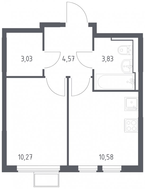 1-комнатная квартира с полной отделкой, 32.28 м2, 3 этаж, сдача 4 квартал 2024 г., ЖК Остафьево, корпус 15 - объявление 1871862 - фото №1