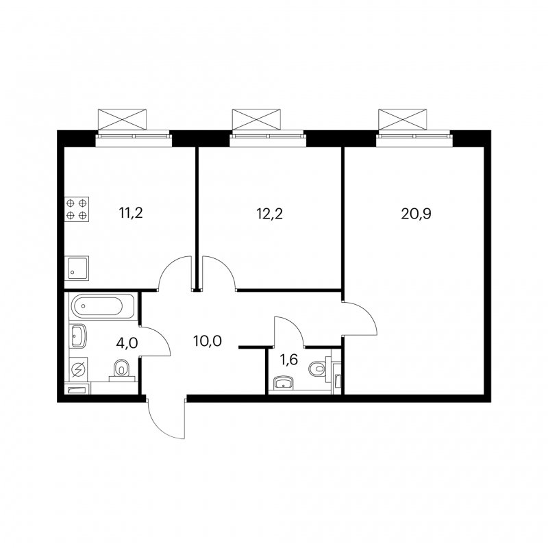 2-комнатная квартира с полной отделкой, 59.9 м2, 17 этаж, сдача 2 квартал 2022 г., ЖК Кузьминский лес, корпус 3-4 - объявление 1345364 - фото №1