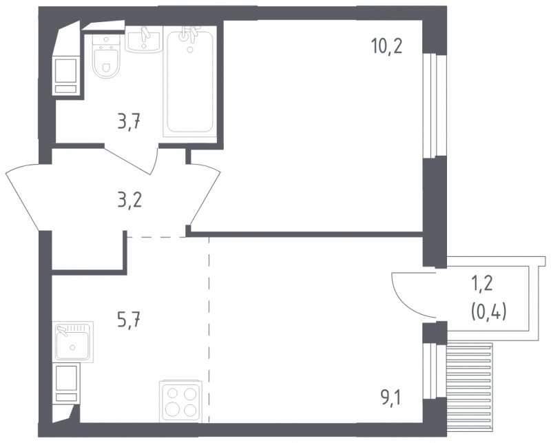2-комнатная квартира с полной отделкой, 32.3 м2, 17 этаж, сдача 2 квартал 2024 г., ЖК Мытищи Парк, корпус 3 - объявление 1822274 - фото №1