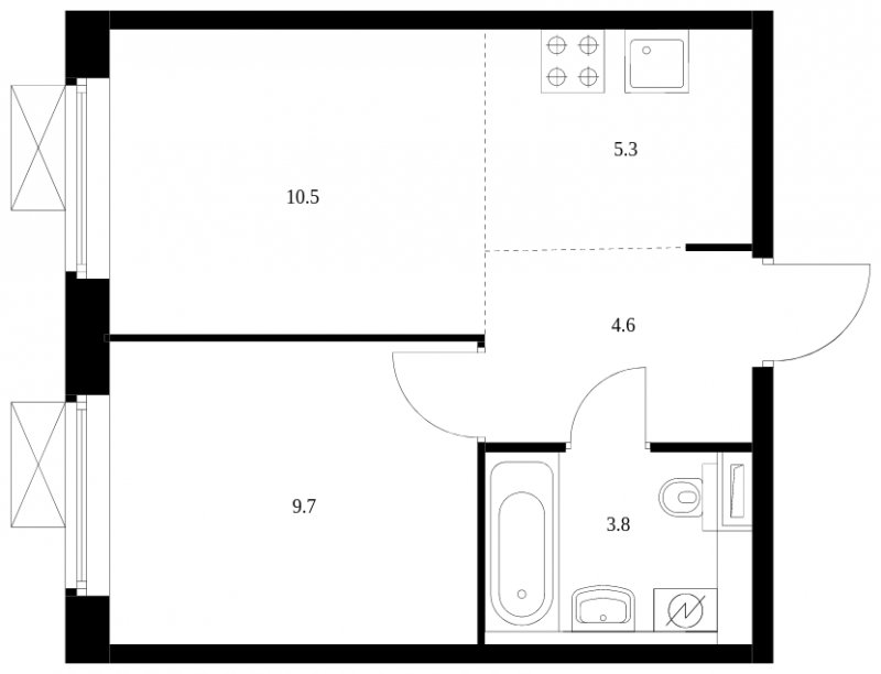 2-комнатная квартира с полной отделкой, 33.9 м2, 7 этаж, сдача 3 квартал 2024 г., ЖК Люблинский парк, корпус 15 - объявление 1670283 - фото №1