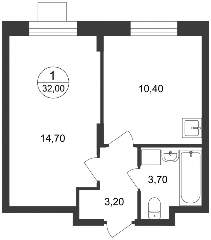 1-комнатные апартаменты с полной отделкой, 32 м2, 2 этаж, дом сдан, ЖК Люберцы, корпус 65 - объявление 1503264 - фото №1