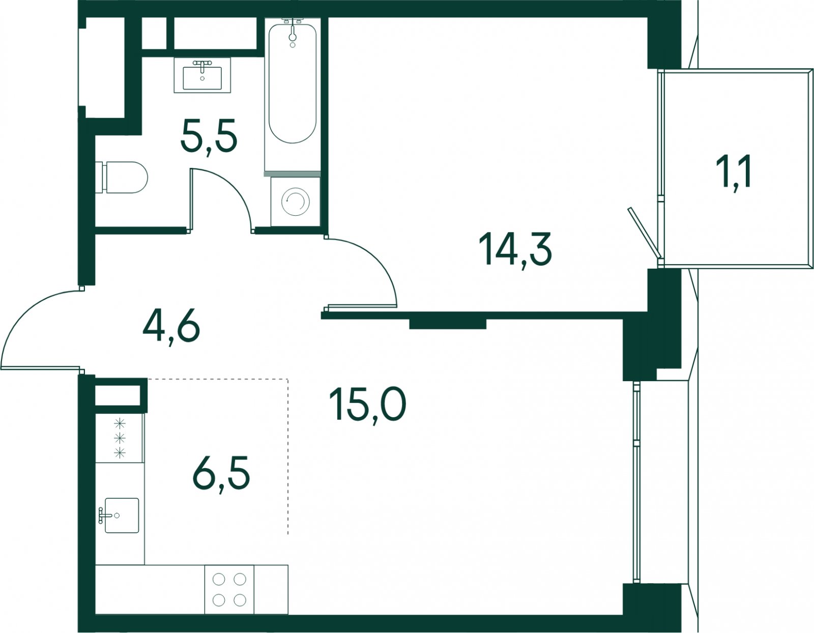 1-комнатная квартира без отделки, 47 м2, 5 этаж, сдача 2 квартал 2025 г., ЖК Клубный город на реке Primavera, корпус 6 квартала "Vivaldi" - объявление 2046724 - фото №1