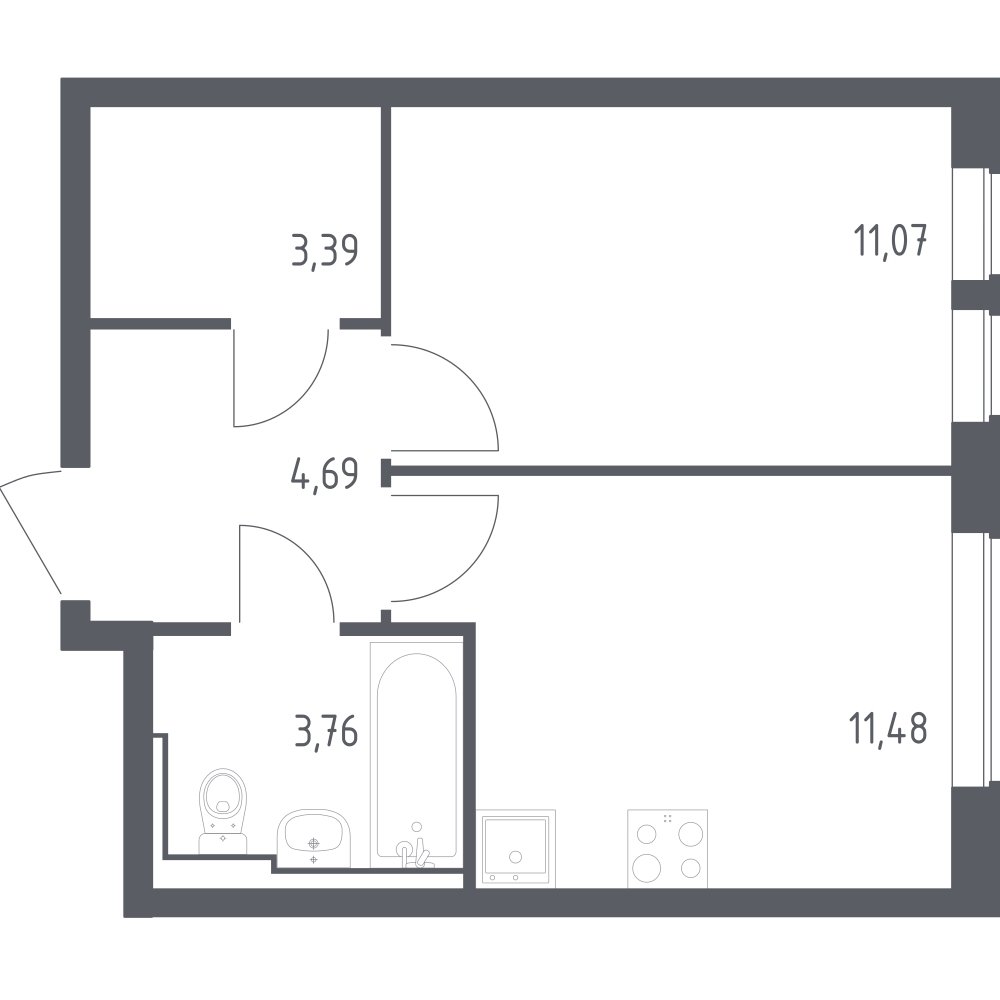 1-комнатная квартира с полной отделкой, 34.39 м2, 8 этаж, сдача 1 квартал 2025 г., ЖК Остафьево, корпус 17 - объявление 2164445 - фото №1