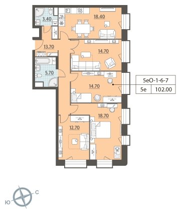 4-комнатная квартира без отделки, 102 м2, 4 этаж, сдача 4 квартал 2023 г., ЖК ЗИЛАРТ, корпус 15 - объявление 1948011 - фото №1