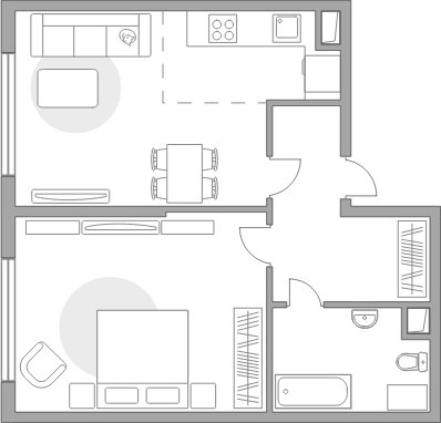2-комнатная квартира без отделки, 50.7 м2, 2 этаж, дом сдан, ЖК Бригантина, корпус 7 - объявление 1984256 - фото №1