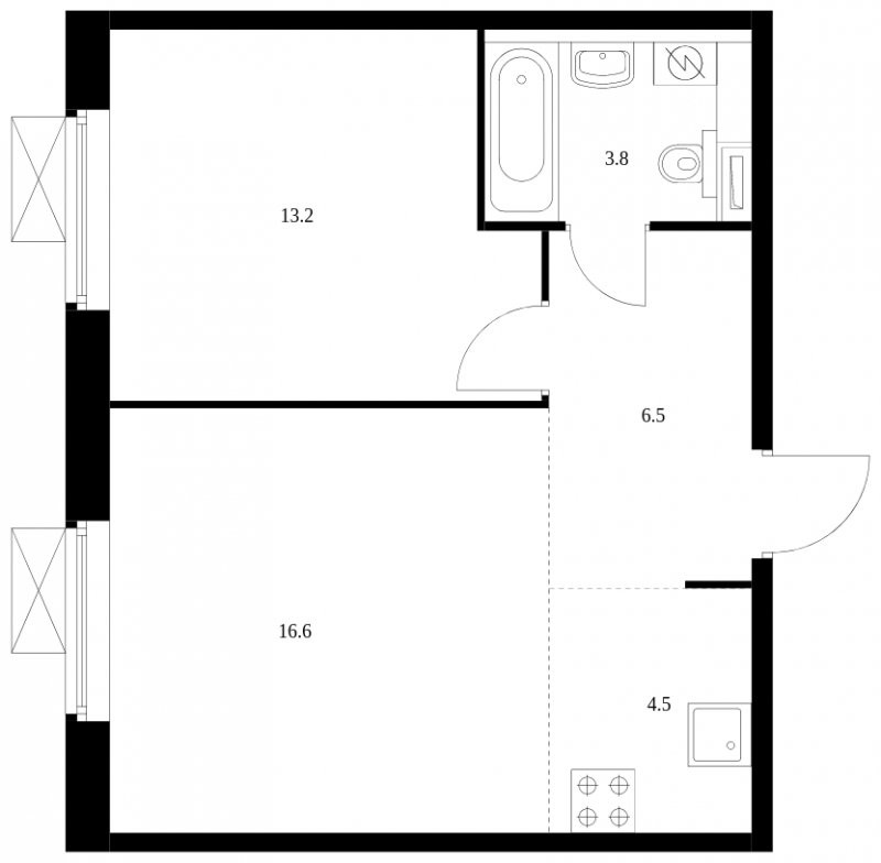 2-комнатная квартира с полной отделкой, 44.6 м2, 12 этаж, сдача 3 квартал 2024 г., ЖК Люблинский парк, корпус 15 - объявление 1931845 - фото №1