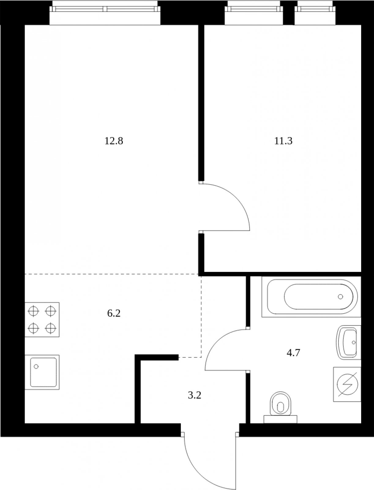 2-комнатная квартира с частичной отделкой, 38.2 м2, 8 этаж, сдача 4 квартал 2023 г., ЖК Кронштадтский 9, корпус 1.4 - объявление 2047440 - фото №1