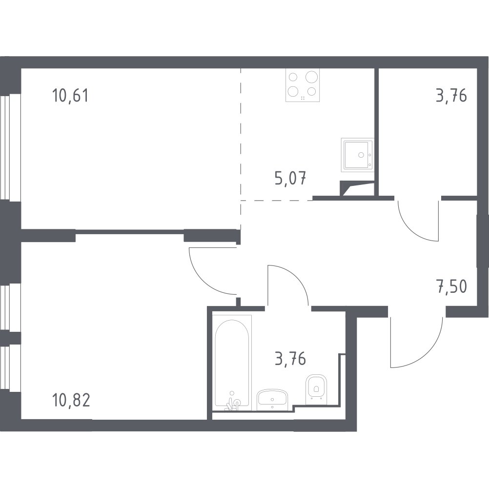 2-комнатная квартира с полной отделкой, 41.52 м2, 13 этаж, сдача 1 квартал 2025 г., ЖК Остафьево, корпус 19 - объявление 2139704 - фото №1