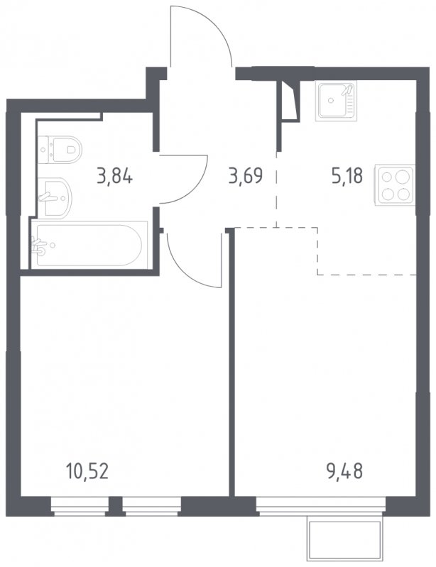 2-комнатная квартира с полной отделкой, 32.71 м2, 14 этаж, сдача 4 квартал 2024 г., ЖК Остафьево, корпус 15 - объявление 1828048 - фото №1