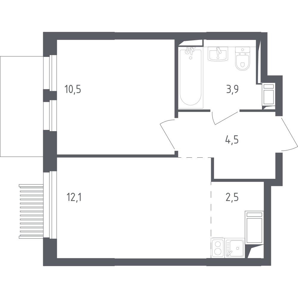 2-комнатная квартира с полной отделкой, 33.5 м2, 15 этаж, сдача 2 квартал 2025 г., ЖК Мытищи Парк, корпус 4 - объявление 2176438 - фото №1