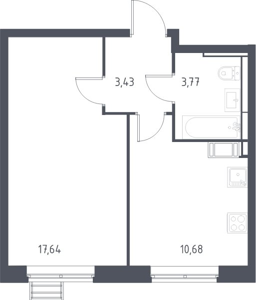 1-комнатная квартира с полной отделкой, 35.5 м2, 8 этаж, сдача 3 квартал 2023 г., ЖК Томилино Парк, корпус 4.2 - объявление 2075475 - фото №1