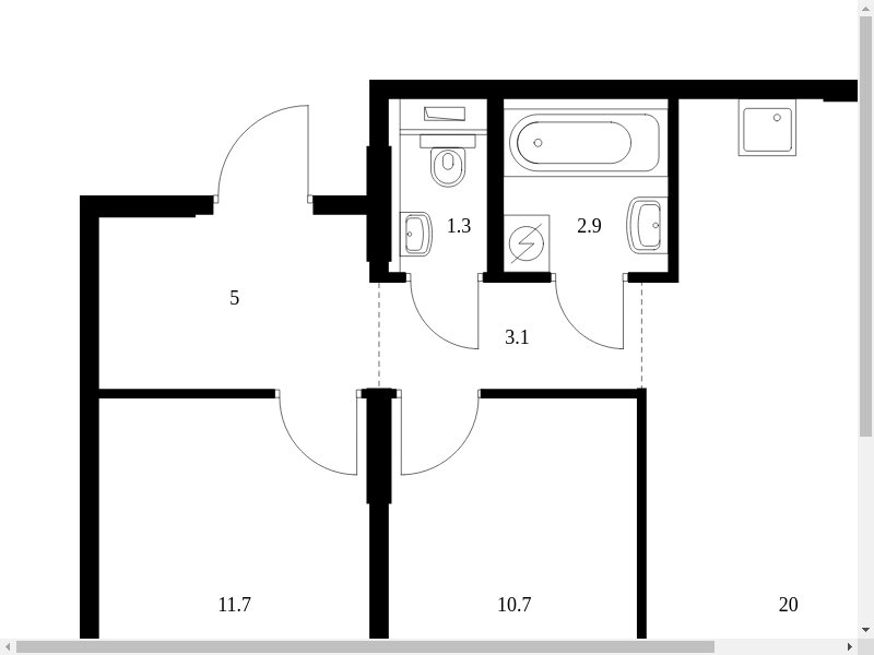 2-комнатная квартира с полной отделкой, 54.7 м2, 1 этаж, сдача 1 квартал 2025 г., ЖК Середневский лес, корпус 3.2 - объявление 1992304 - фото №1
