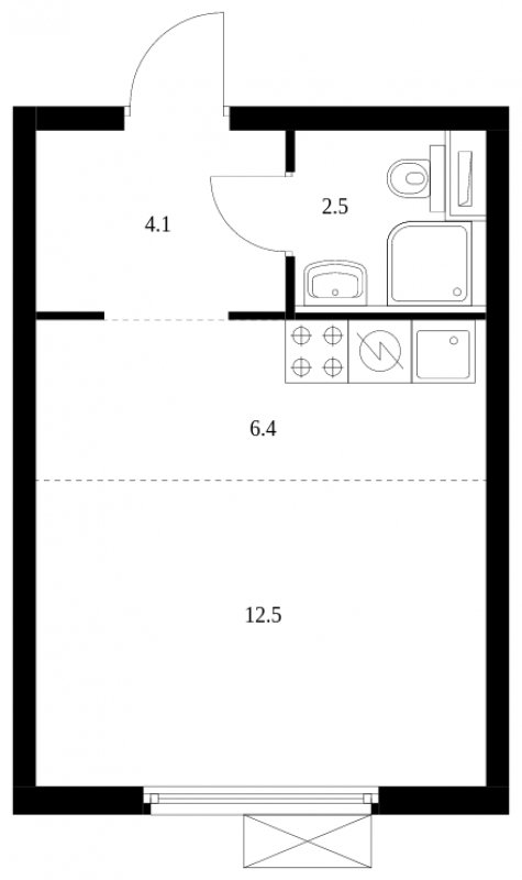 Студия с полной отделкой, 25.5 м2, 23 этаж, сдача 3 квартал 2024 г., ЖК Амурский парк, корпус 2 - объявление 1690334 - фото №1