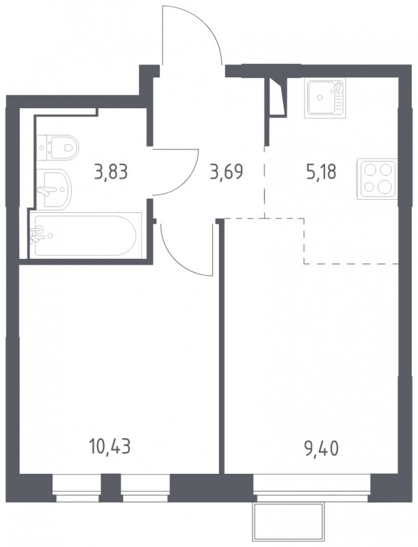 2-комнатная квартира с полной отделкой, 32.53 м2, 2 этаж, сдача 4 квартал 2024 г., ЖК Остафьево, корпус 15 - объявление 1828077 - фото №1