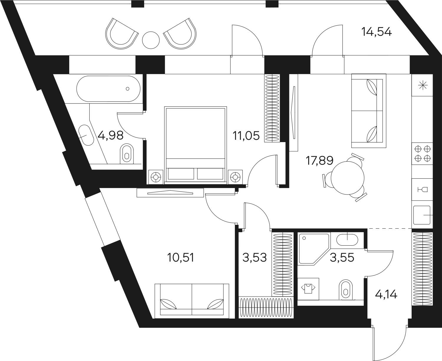 2-комнатная квартира без отделки, 62.92 м2, 5 этаж, сдача 4 квартал 2024 г., ЖК FØRST, корпус 2 - объявление 2353476 - фото №1