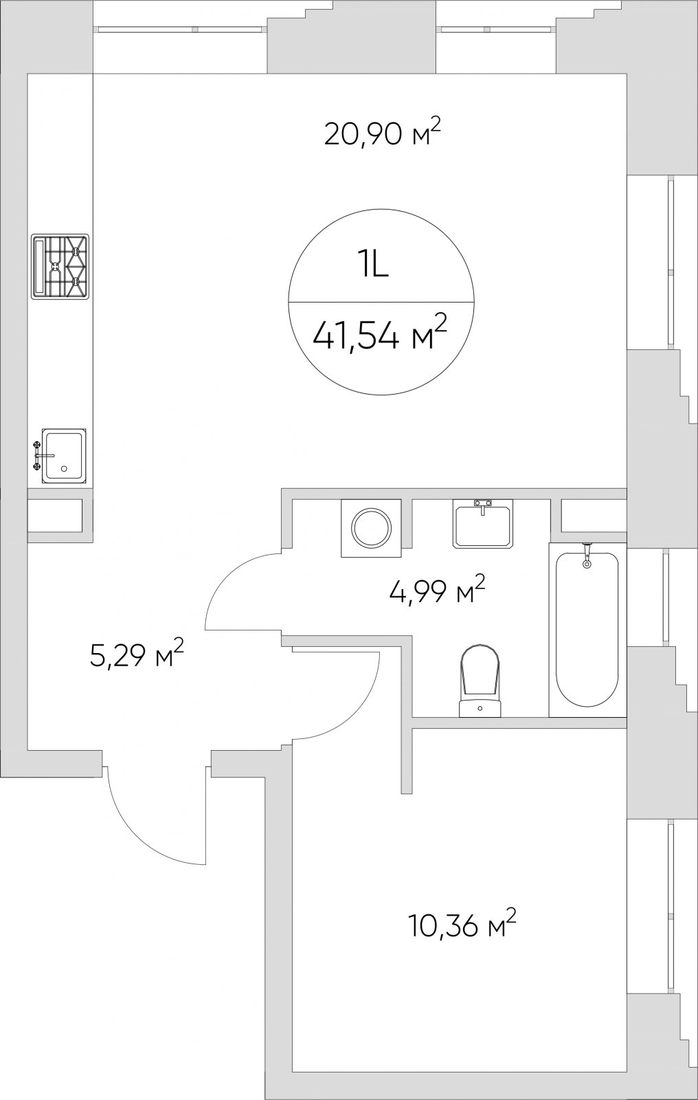 Студия без отделки, 41.54 м2, 16 этаж, дом сдан, ЖК N'ICE LOFT, корпус 1 - объявление 2406375 - фото №1