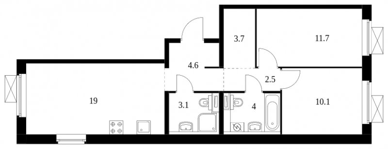 2-комнатная квартира с полной отделкой, 58.7 м2, 7 этаж, сдача 3 квартал 2024 г., ЖК Люблинский парк, корпус 15 - объявление 1653282 - фото №1