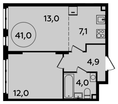 2-комнатная квартира (евро) с полной отделкой, 41 м2, 2 этаж, сдача 4 квартал 2023 г., ЖК Испанские кварталы, корпус 8.2 - объявление 1633680 - фото №1